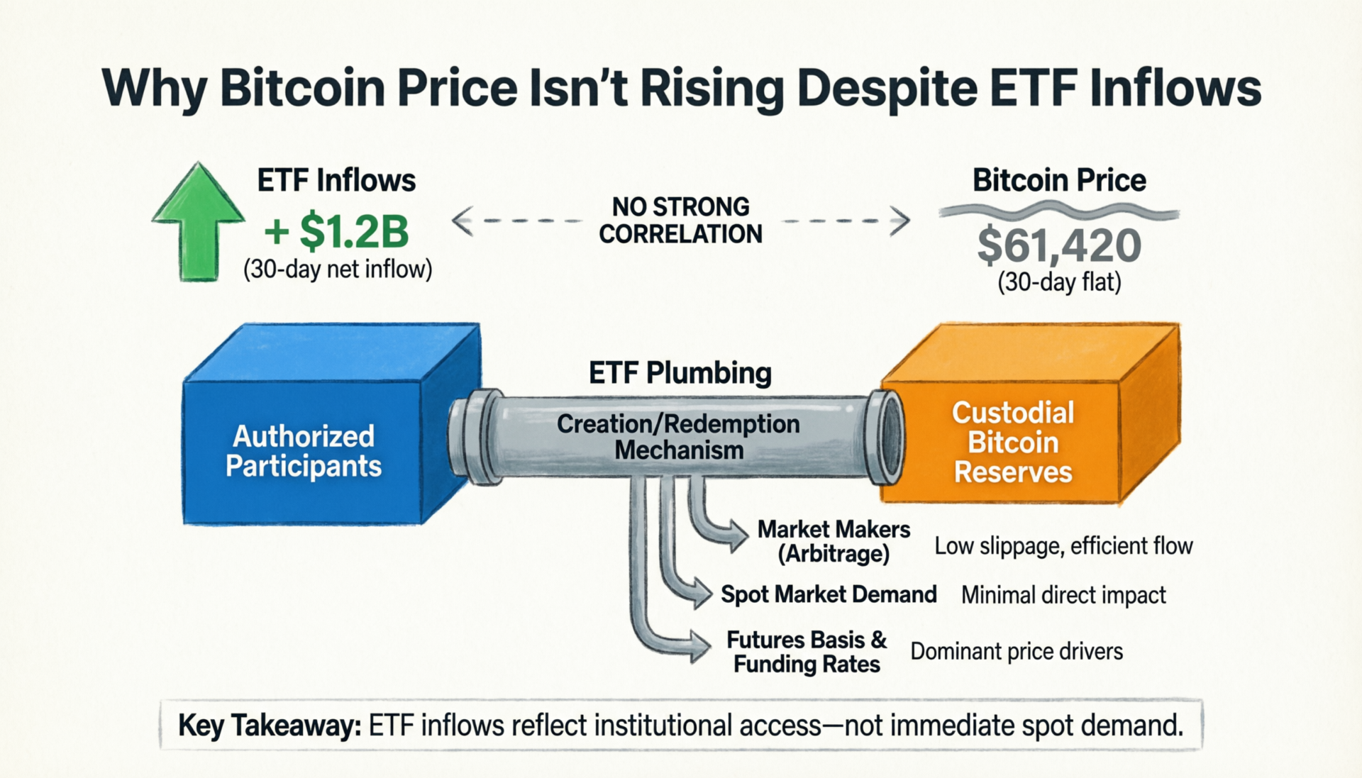 Why bitcoin price isn't rising despite ETF inflows explained with ETF creation timing