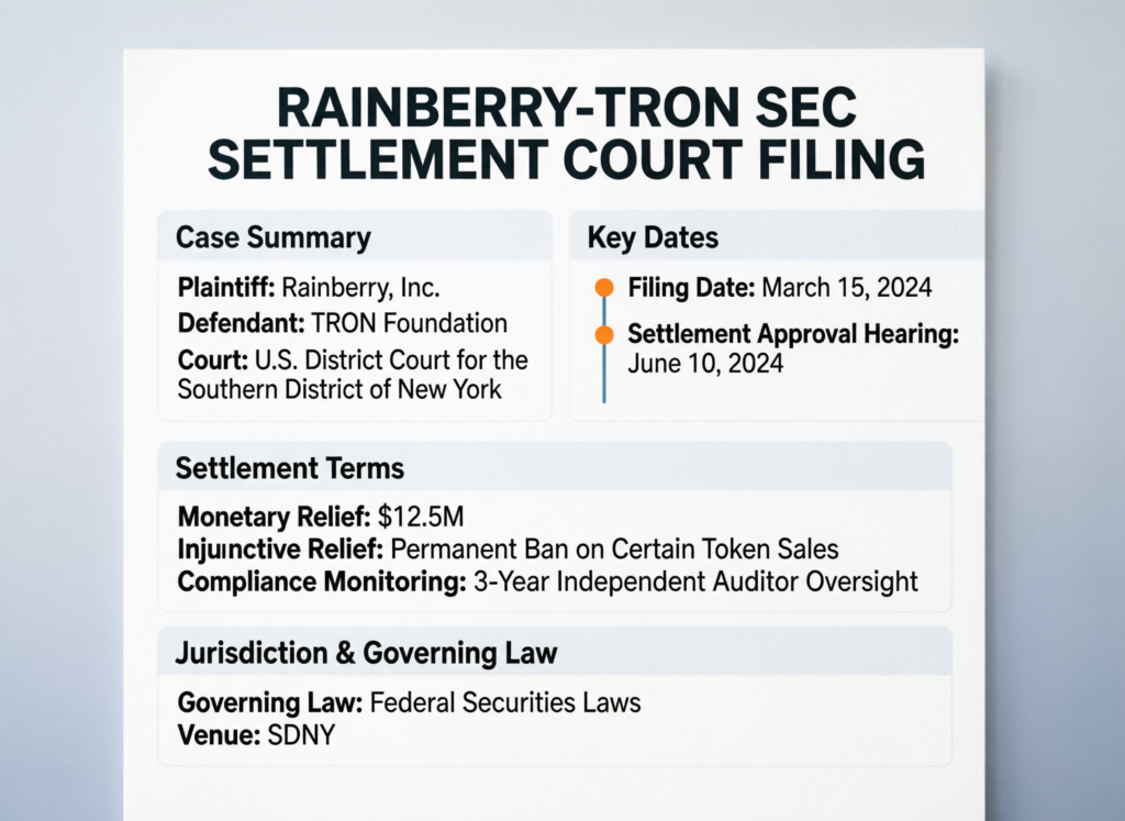 Court filing image related to Rainberry’s proposed $10 million SEC settlement