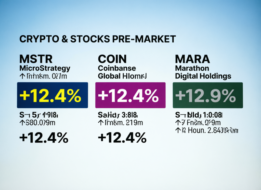 Premarket moves in Strategy, Coinbase, and MARA Holdings before the opening bell