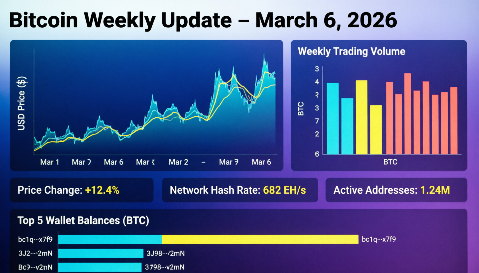 “Bitcoin weekly update March 6 2026 showing BTC price hovering around 70k with global crypto market backdrop”