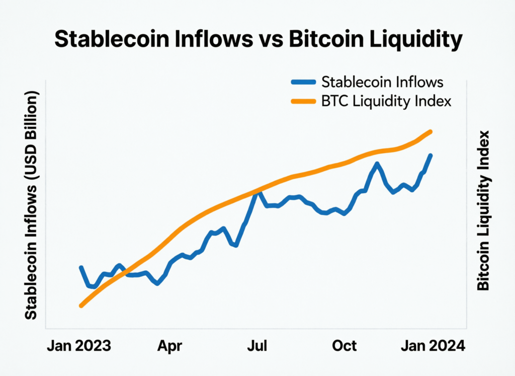 Stablecoin inflows suggest sidelined liquidity could return to bitcoin markets
