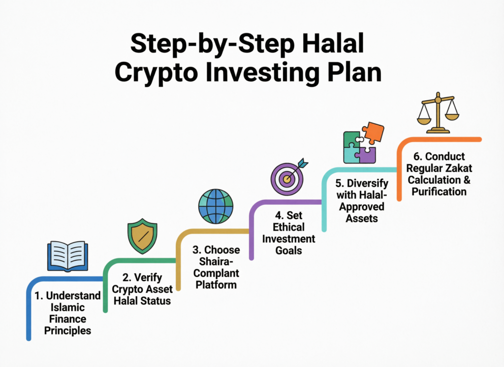 Step-by-step halal crypto investing plan for Western Muslim beginners