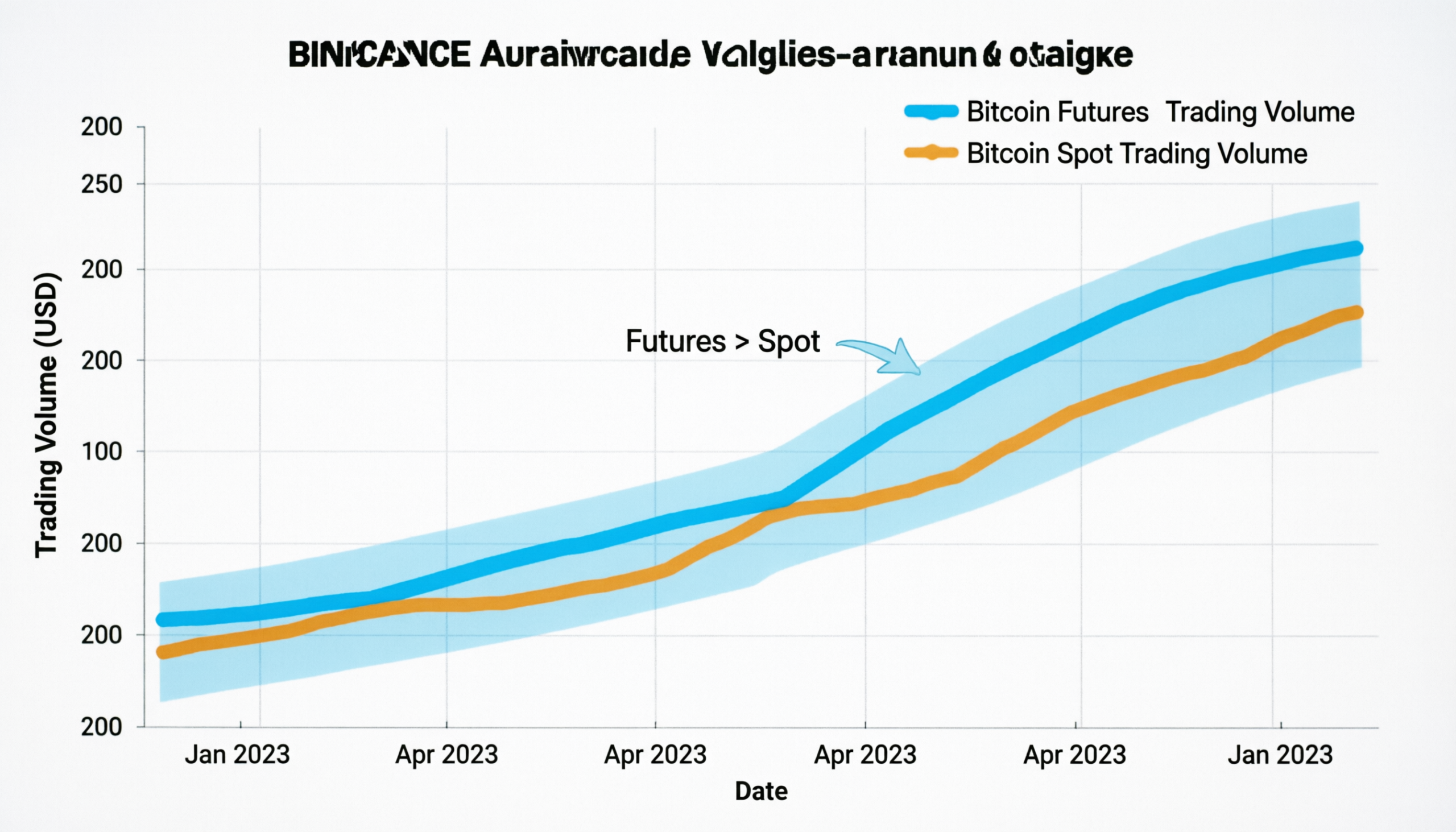 Chart showing bitcoin futures trading bigger than spot on Binance with the ratio near 5.1