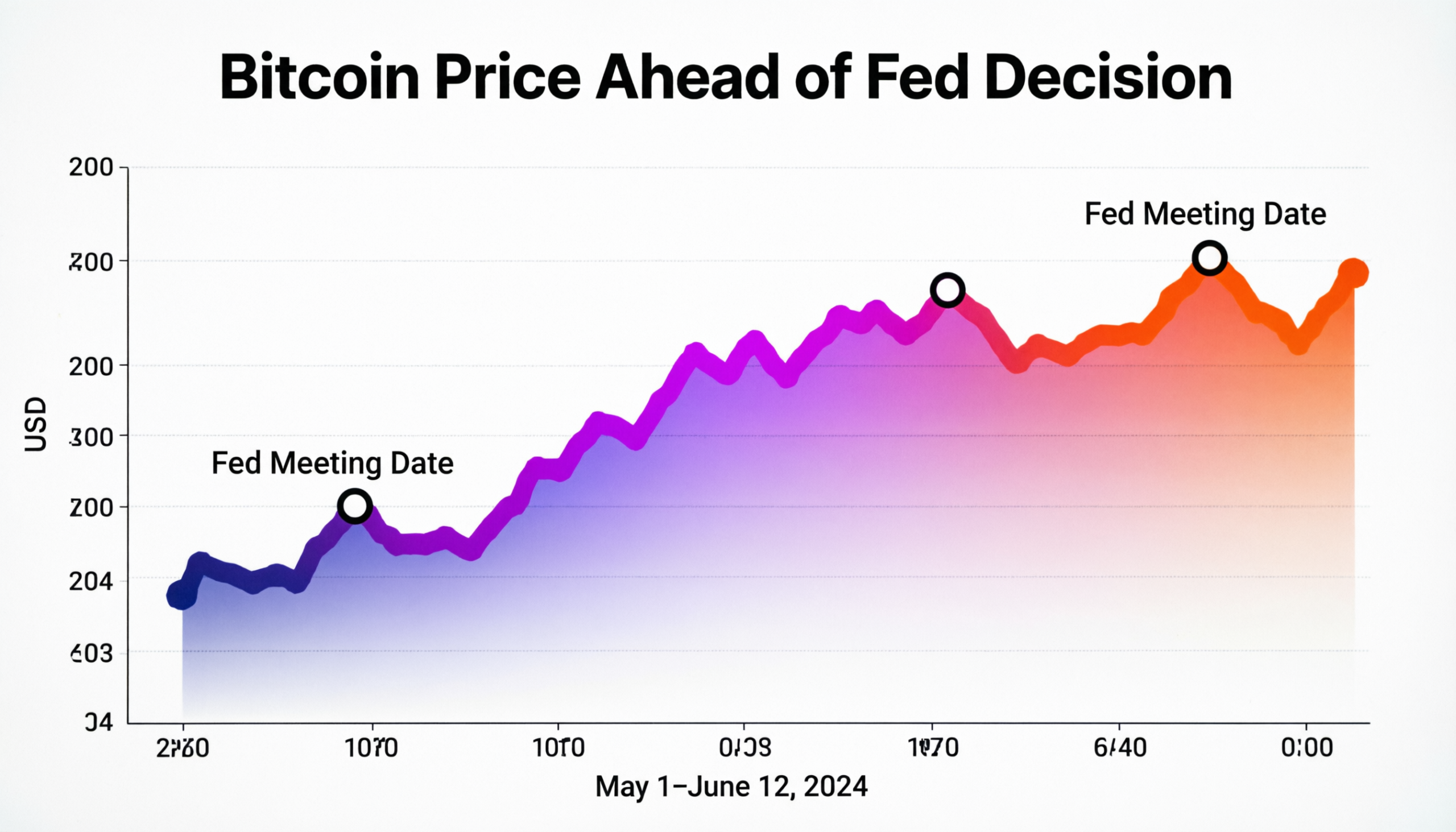 Bitcoin price ahead of Fed decision chart showing a brief move above $75,000