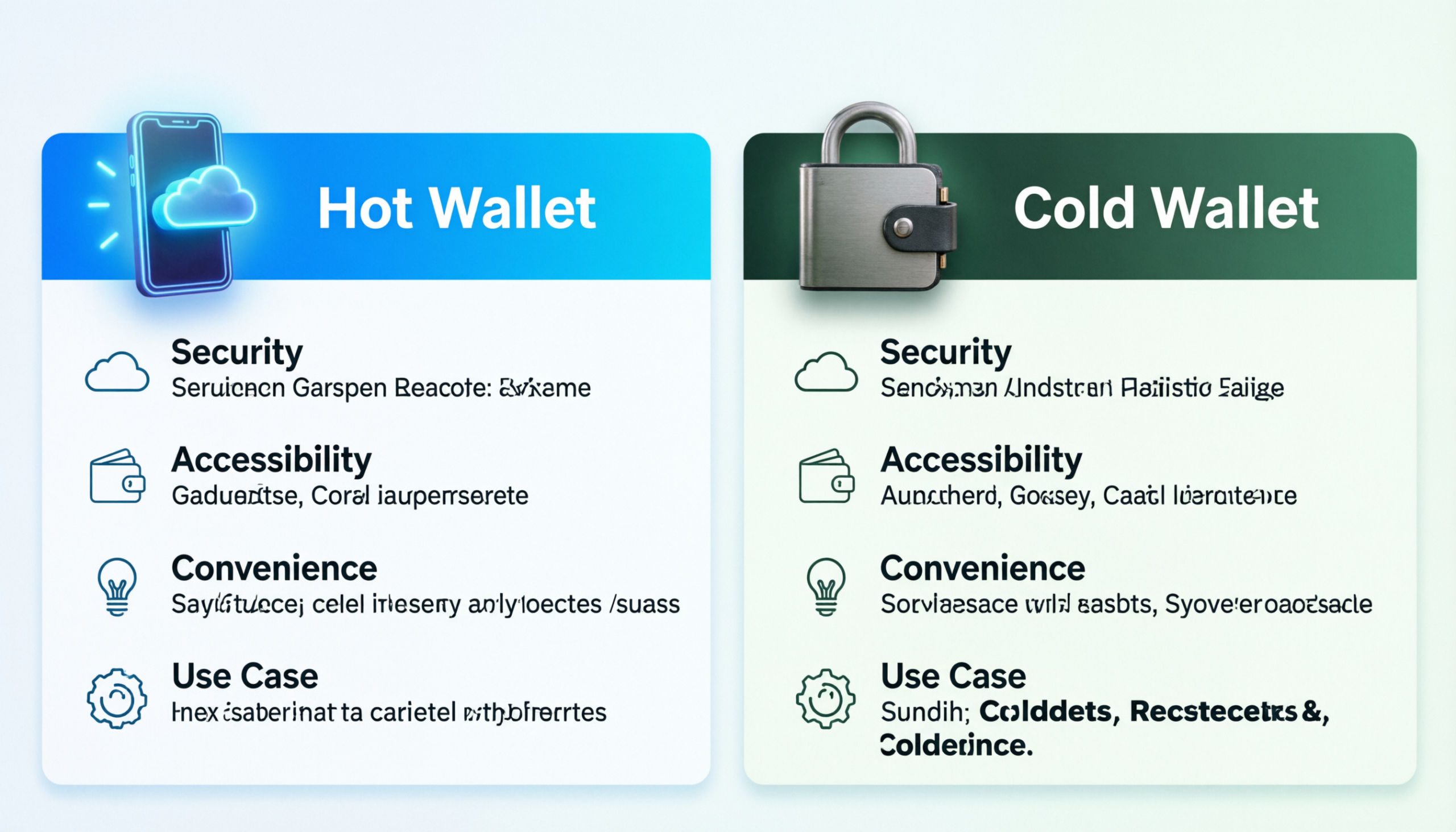 Hot wallet vs cold wallet comparison showing security, convenience, and use cases