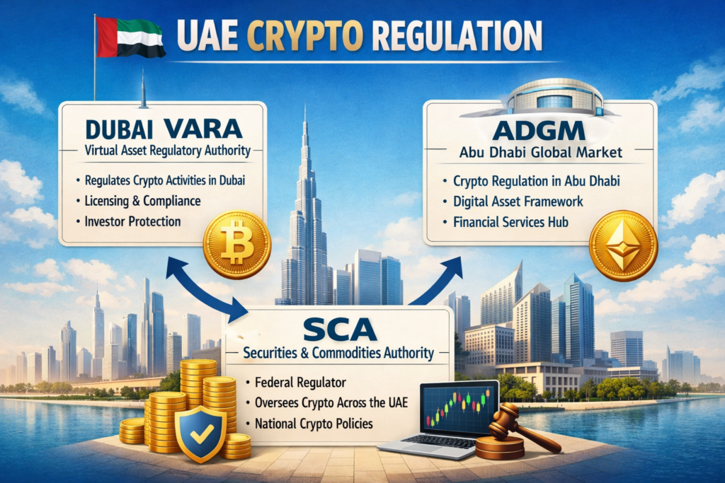 Diagram explaining VARA and ADGM regulation for best crypto app UAE