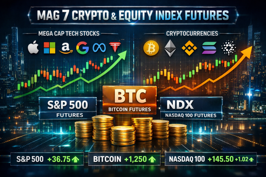 Mag7 plus crypto equity index futures product view on Coinbase