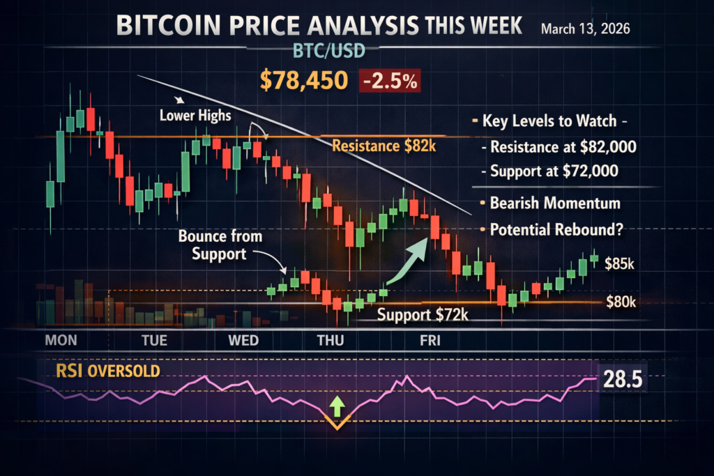 Bitcoin price analysis this week image showing rebound from weekly low to resistance zone
