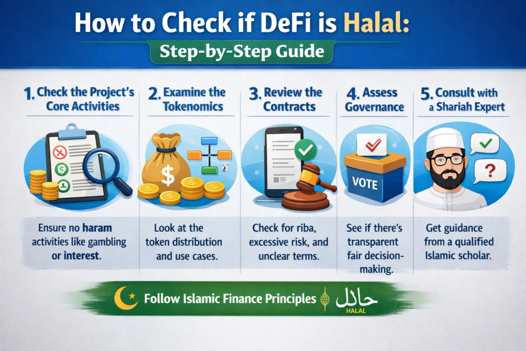Step-by-step process to check if a DeFi project is halal