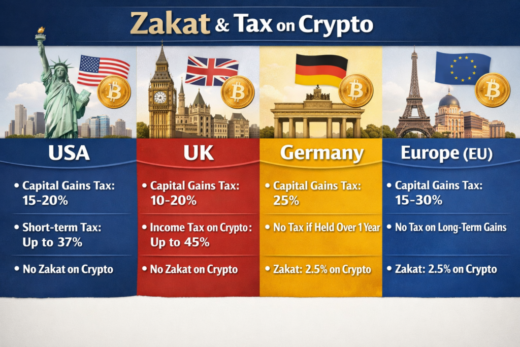 Zakat and tax responsibilities on crypto for Muslims in the US, UK, Germany and Europe