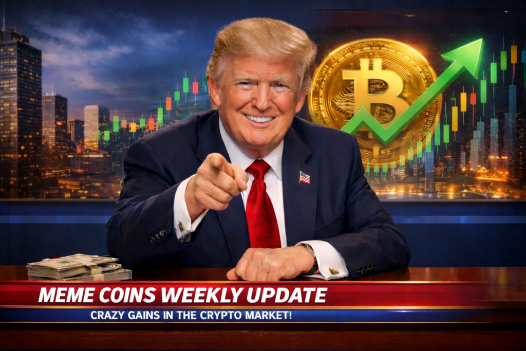 Meme coins weekly update highlighting TRUMP, DOGE and SHIB as key narratives this week