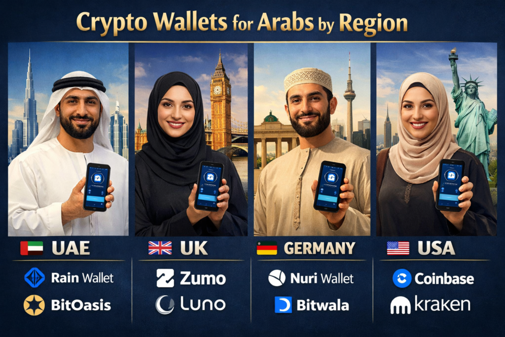 Best crypto wallets for Arabs by region in UAE, UK, Germany, and USA