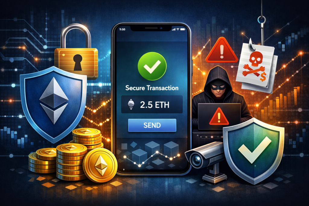 Mobile crypto transaction safety screen across EVM-compatible chains