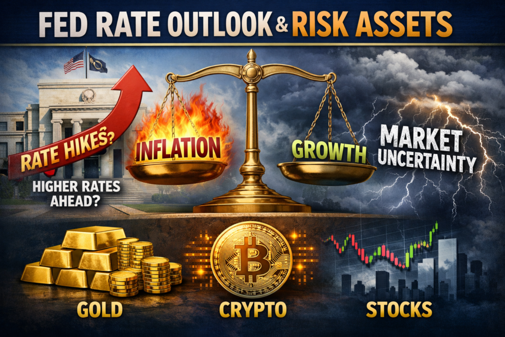 Federal Reserve rate outlook weighing on stocks, gold, and crypto