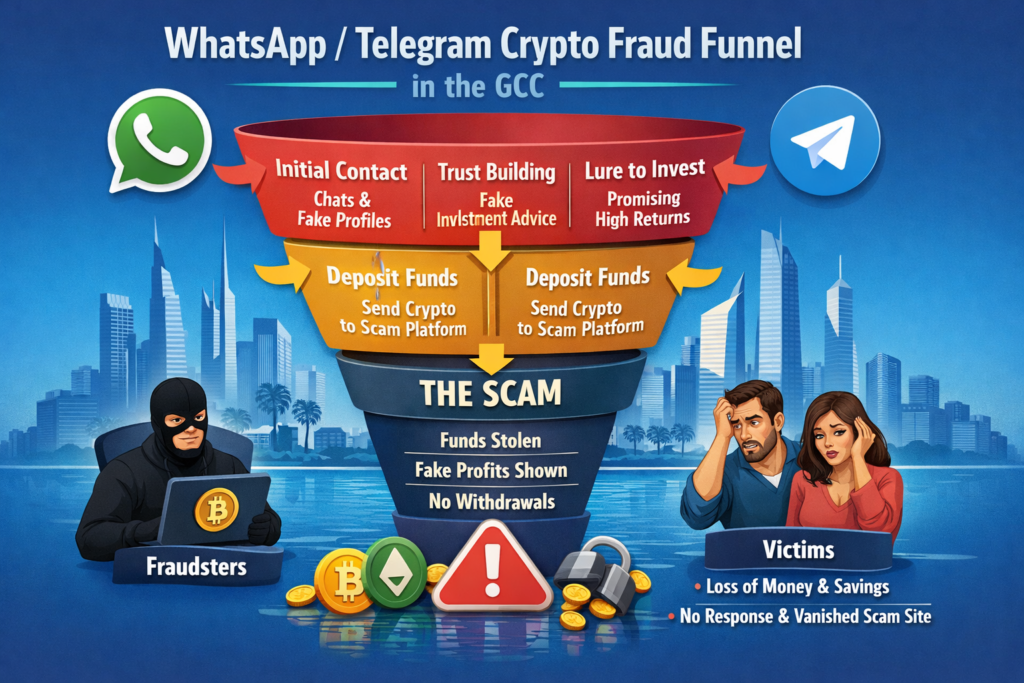 Crypto scams in Middle East often spread through WhatsApp, Telegram, and social media funnels